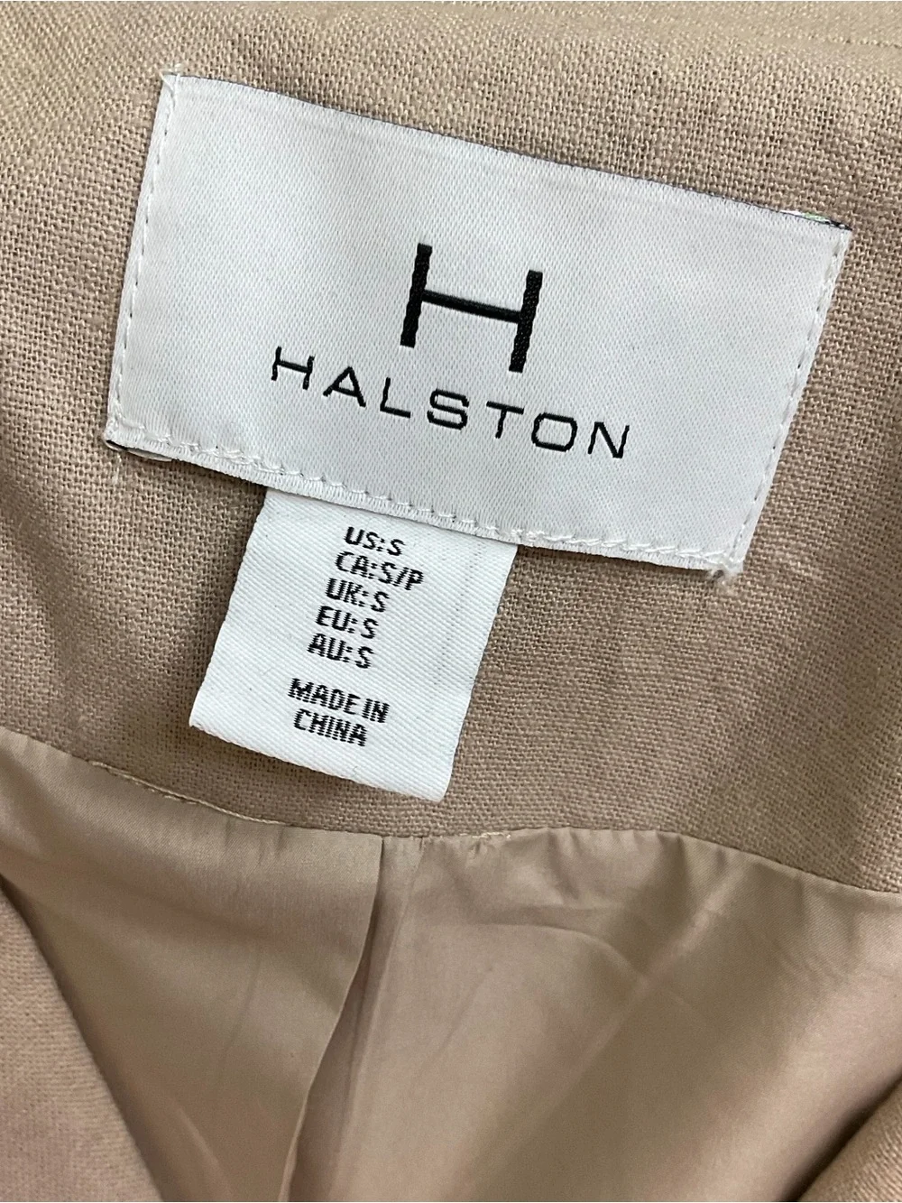H by Halston Women's Tan Notch Collar Linen Blend Cropped Blazer Jacket Size S